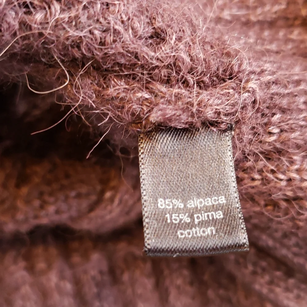 PERUVIAN CONNECTION Alpaca Boyfriend Long Cardigan Sweater Plum sz M Women's - Picture 6 of 9